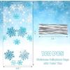 Jutieuo Christmas Snowflake Cellophane Treat Bags, 100PCS Winter Candy Goodie Cookie Bags Plastic with Twist Ties for Xmas Wonderland Holiday Party Supplies (Blue White)