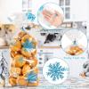Jutieuo Christmas Snowflake Cellophane Treat Bags, 100PCS Winter Candy Goodie Cookie Bags Plastic with Twist Ties for Xmas Wonderland Holiday Party Supplies (Blue White)