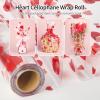 Jutieuo Heart Clear Cellophane Wrap Roll | 100’Ft. Long X 34”In. Extra Wide | 2.5 Mil Thick Crystal Clear | Mother’s Day Bouquet, Baskets, Gifts, Crafts, Treats, Wrapping | Food Grade (34″ Fold into 17″)(Heart)