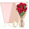 100 PCS Wave Edge Flower Bags for Bouquet, Clear Plastic Flower Bouquet Wrapping Paper Floral Sleeve Bags with Ribbons for Florist Bar Supplies (11.8×17.7 Inches Medium Size)(Pink-50pcs)