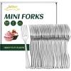 100CT Mini Gold Forks 4 Inch Small Plastic Gold Dessert Forks Disposable Heavy Duty Tiny Forks for Appetizers Tasting, Cocktail Hors D’oeuvres, Charcuterie Board, Wedding Reception(Mini Silver Forks – 100 Ct)
