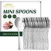 100CT Mini Gold Forks 4 Inch Small Plastic Gold Dessert Forks Disposable Heavy Duty Tiny Forks for Appetizers Tasting, Cocktail Hors D’oeuvres, Charcuterie Board, Wedding Reception(Mini Silver Spoons – 100 Ct)