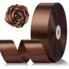 1-1/2 Inch 100 Yards Baby Pink Satin Ribbon, Solid Fabric Ribbon Roll for Flower Bouquet, Gift Wrapping, Roses Making, Handmade Crafts(Brown)