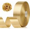 1-1/2 Inch 100 Yards Baby Pink Satin Ribbon, Solid Fabric Ribbon Roll for Flower Bouquet, Gift Wrapping, Roses Making, Handmade Crafts(Champagne Gold)