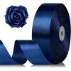 1-1/2 Inch 100 Yards Baby Pink Satin Ribbon, Solid Fabric Ribbon Roll for Flower Bouquet, Gift Wrapping, Roses Making, Handmade Crafts(Dark Blue)