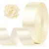 1-1/2 Inch 100 Yards Baby Pink Satin Ribbon, Solid Fabric Ribbon Roll for Flower Bouquet, Gift Wrapping, Roses Making, Handmade Crafts(Ivory)