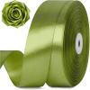 1-1/2 Inch 100 Yards Baby Pink Satin Ribbon, Solid Fabric Ribbon Roll for Flower Bouquet, Gift Wrapping, Roses Making, Handmade Crafts(Olive Green)