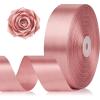 1-1/2 Inch 100 Yards Baby Pink Satin Ribbon, Solid Fabric Ribbon Roll for Flower Bouquet, Gift Wrapping, Roses Making, Handmade Crafts(Rose Gold)