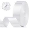 1-1/2 Inch 100 Yards Baby Pink Satin Ribbon, Solid Fabric Ribbon Roll for Flower Bouquet, Gift Wrapping, Roses Making, Handmade Crafts(White)