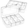 2 Pack 8 Grids Bead Organizer and Storage, Plastic Organizer Box with Removable Dividers and Labels for Jewelry Crafts Small Parts Electronics Tackle Boxes (2)(2)