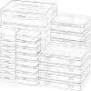 24 Pack Mixed Sizes Rectangular Mini Plastic Containers Clear Plastic Storage Boxes with Hinged Lids and Labels Empty Beads Organizers for Small Items Art Craft Jewelry Projects(5 Size 28 Pcs)