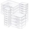 24 Pack Mixed Sizes Rectangular Mini Plastic Containers Clear Plastic Storage Boxes with Hinged Lids and Labels Empty Beads Organizers for Small Items Art Craft Jewelry Projects(4 Size 24 Pcs)