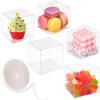 45 Pack 3x3x3 Inches Clear Favor Boxes with Ribbons, Transparent Plastic Cube Treat Boxes for Candy Goodie Gift, Small Individual Hot Cocoa Bomb Packaging Box(3x3x3 Inch)