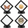 4Pcs Challenge Coin Holder, 3D Floating Frame Display Case with Stand for AA Coin Medallion Military Medal Specimen Jewelry, 2.75×2.75 inches(2.75 x 2.75 inches)