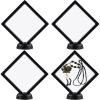 4Pcs Challenge Coin Holder, 3D Floating Frame Display Case with Stand for AA Coin Medallion Military Medal Specimen Jewelry, 2.75×2.75 inches(4.33 x 4.33 inches)