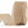 Christmas Burlap Wired Ribbon, 1-1/2 Inch x 10 Yard, Natural Solid Wired Edge Ribbon for Christmas Gift Wrapping, Xmas Tree Wreaths Decoration, Big Bow Crafts