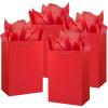 Jutieuo 10 Pack Luxury Red Gift Bags Medium Size with Tissue Paper, Premium Paper Gift Wrap Bags with Handles for Birthday, Wedding, Holiday, Party – 11″ x 8″ x 4″(Red)