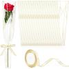 Jutieuo 100Pcs Single Rose Sleeve with 100Pcs Floral Water Tubes for Fresh Flowers, Transparent Single Flower Sleeve Individual Rose Wrap Bulk for Mother’s Day Events, Florist Supplies(White Diamond 100 Bags)