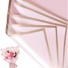 Jutieuo 20 Sheets Pink Flower Wrapping Paper, Waterproof Translucent Korean Floral Paper for Flower Bouquet Wraps Gift Packaging Florist Supplies (22.8 x 22.8 inch)(Pink Gold Edge)