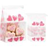 Jutieuo 30Pcs Valentine’s Day Small Gift Bags, Pink Heart Valentines Goodie Bag with Tin Tie Tab Lock, Valentine Candy Cookie Packaging Treat Bags for Party Supplies(30)