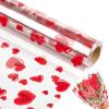 Jutieuo Heart Clear Cellophane Wrap Roll | 100’Ft. Long X 34”In. Extra Wide | 2.5 Mil Thick Crystal Clear | Mother’s Day Bouquet, Baskets, Gifts, Crafts, Treats, Wrapping | Food Grade (34″ Fold into 17″)(Heart)