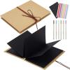 Scrapbook Album 6×8 Inch Small Photo Album with DIY Accessories Set, Stretchable Folding Kraft Paper Memory Book for Wedding Anniversary (Black)(Black)