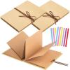 Scrapbook Album 6×8 Inch Small Photo Album with DIY Accessories Set, Stretchable Folding Kraft Paper Memory Book for Wedding Anniversary (Black)(Brown × 2)