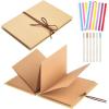 Scrapbook Album 6×8 Inch Small Photo Album with DIY Accessories Set, Stretchable Folding Kraft Paper Memory Book for Wedding Anniversary (Black)(Brown)