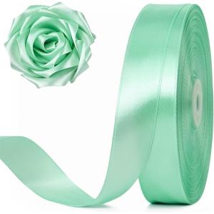 100 Yards 1 Inch Baby Pink Satin Ribbon, Solid Fabric Ribbon Roll for Flower Bouquet, Gift Wrapping, Roses Making, Handmade Crafts(Mint Green)