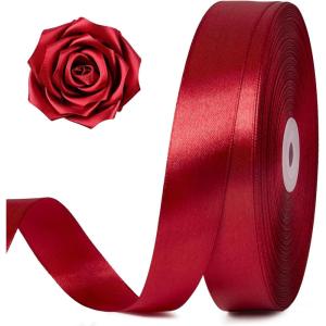 100 Yards 1 Inch Baby Pink Satin Ribbon, Solid Fabric Ribbon Roll for Flower Bouquet, Gift Wrapping, Roses Making, Handmade Crafts(Wine Red)