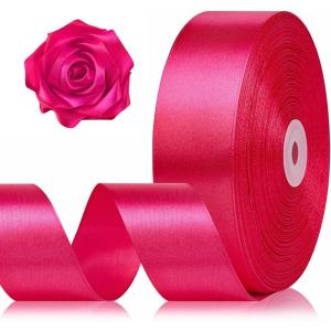 1-1/2 Inch 100 Yards Baby Pink Satin Ribbon, Solid Fabric Ribbon Roll for Flower Bouquet, Gift Wrapping, Roses Making, Handmade Crafts(Hot Pink)