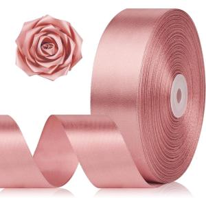 1-1/2 Inch 100 Yards Baby Pink Satin Ribbon, Solid Fabric Ribbon Roll for Flower Bouquet, Gift Wrapping, Roses Making, Handmade Crafts(Rose Gold)