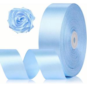 1-1/2 Inch 100 Yards Baby Pink Satin Ribbon, Solid Fabric Ribbon Roll for Flower Bouquet, Gift Wrapping, Roses Making, Handmade Crafts(Sky Blue)