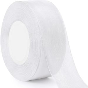 1-1/2 Inch White Sheer Christmas Organza Ribbon for Bow Making, Gift Wrapping, Christmas Decoration, 50 Yards/Roll(White)