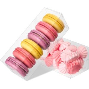 45 Pack 3x3x3 Inches Clear Favor Boxes with Ribbons, Transparent Plastic Cube Treat Boxes for Candy Goodie Gift, Small Individual Hot Cocoa Bomb Packaging Box(2x2x6 Inch)
