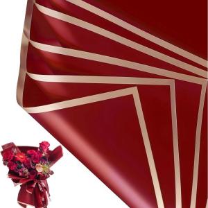 Jutieuo 20 Sheets Pink Flower Wrapping Paper, Waterproof Translucent Korean Floral Paper for Flower Bouquet Wraps Gift Packaging Florist Supplies (22.8 x 22.8 inch)(Burgundy)