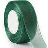 1-1/2 Inch Dark Green Sheer Organza Ribbon for Bow Making, Gift Wrapping, Christmas Decoration, 50 Yards/Roll
