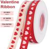 Valentine’s Day Ribbon 2 Rolls, 3/8″ Wide Red Pink Heart Satin Ribbons for Gift Wrapping DIY Crafts Home Decor, 20 Yards