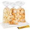 Jutieuo Christmas Snowflake Cellophane Treat Bags, 100PCS Winter Candy Goodie Cookie Bags Plastic with Twist Ties for Xmas Wonderland Holiday Party Supplies (White)(White)