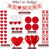 Valentines Day Decoration Set, Heart XO Garlands Hanging Heart Swirls BE MINE Banner Hearts Balloons Red Rose Petals Decor for Home Classroom Office Wedding Party
