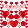 Valentines Day Decoration Set, Heart XO Garlands Hanging Heart Swirls BE MINE Banner Hearts Balloons Red Rose Petals Decor for Home Classroom Office Wedding Party