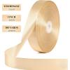 100 Yards 1 Inch Rose Gold Satin Ribbon, Solid Craft Fabric Ribbon for Christmas Gift Wrapping, Bows Making, Flower Bouquet, Wedding Party Decoration(Champagne)