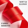 100 Yards 1 Inch Rose Gold Satin Ribbon, Solid Craft Fabric Ribbon for Christmas Gift Wrapping, Bows Making, Flower Bouquet, Wedding Party Decoration(Red)