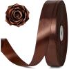 100 Yards 1 Inch Rose Gold Satin Ribbon, Solid Craft Fabric Ribbon for Christmas Gift Wrapping, Bows Making, Flower Bouquet, Wedding Party Decoration(Brown)