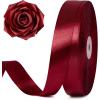 100 Yards 1 Inch Rose Gold Satin Ribbon, Solid Craft Fabric Ribbon for Christmas Gift Wrapping, Bows Making, Flower Bouquet, Wedding Party Decoration(Burgundy)