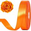 100 Yards 1 Inch Rose Gold Satin Ribbon, Solid Craft Fabric Ribbon for Christmas Gift Wrapping, Bows Making, Flower Bouquet, Wedding Party Decoration(Orange)