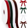 40 Yards Red Chrismas Velvet Ribbon 3/8 Inch for Gift Wrapping, Christmas Tree Bows Door Garland Decor Vintage Wreath Bow Making(Red  Green  Brown  White)