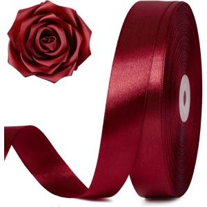 100 Yards 1 Inch Rose Gold Satin Ribbon, Solid Craft Fabric Ribbon for Christmas Gift Wrapping, Bows Making, Flower Bouquet, Wedding Party Decoration(Burgundy)