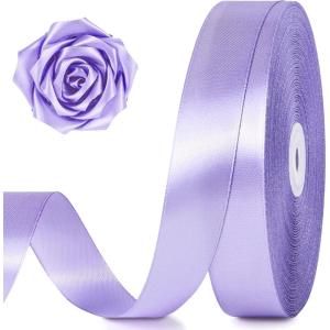 100 Yards 1 Inch Rose Gold Satin Ribbon, Solid Craft Fabric Ribbon for Christmas Gift Wrapping, Bows Making, Flower Bouquet, Wedding Party Decoration(Light Purple)