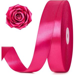 100 Yards 1 Inch Rose Gold Satin Ribbon, Solid Craft Fabric Ribbon for Christmas Gift Wrapping, Bows Making, Flower Bouquet, Wedding Party Decoration(Rose Red)
